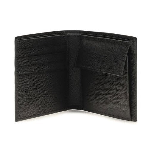 Prada Black Calf Leather Bos Taurus Wallet