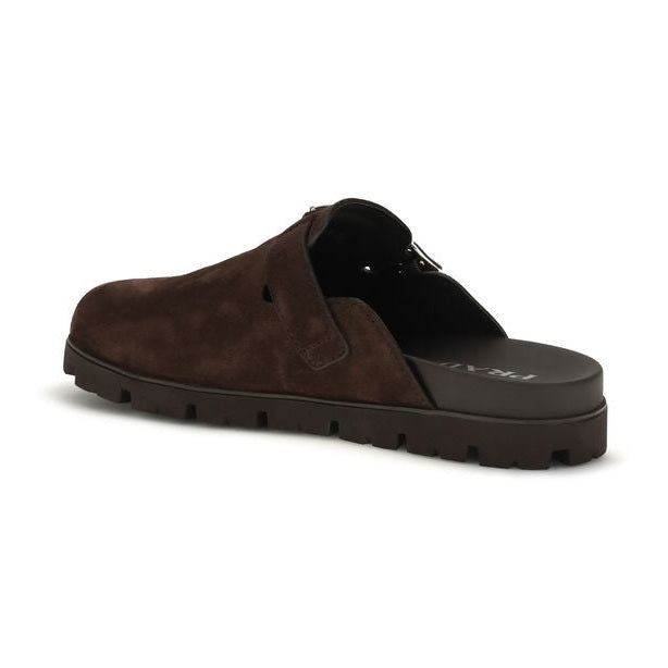 Prada Brown Calf Leather Bos Taurus Mules