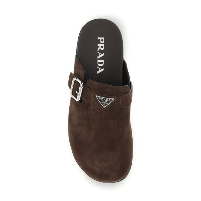 Prada Brown Calf Leather Bos Taurus Mules