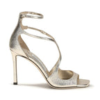 Jimmy Choo Gold Calf Leather Bos Taurus Stiletto Heel Sandals