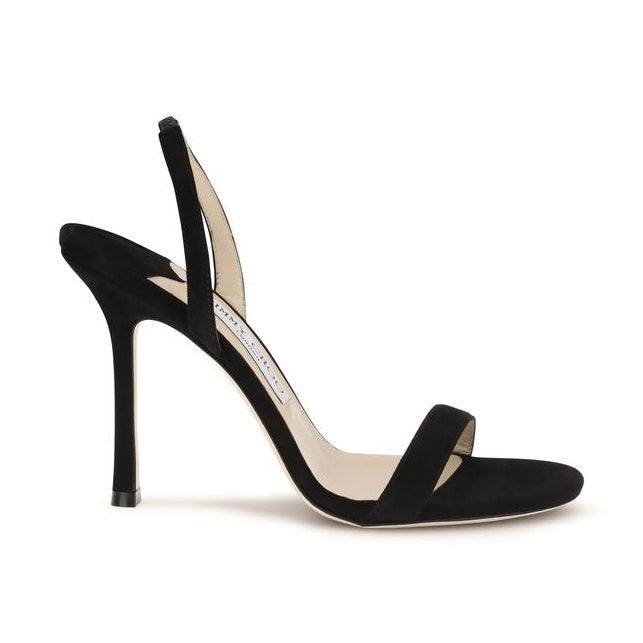 Jimmy Choo Black Calf Leather Bos Taurus Stiletto Heel Sandals