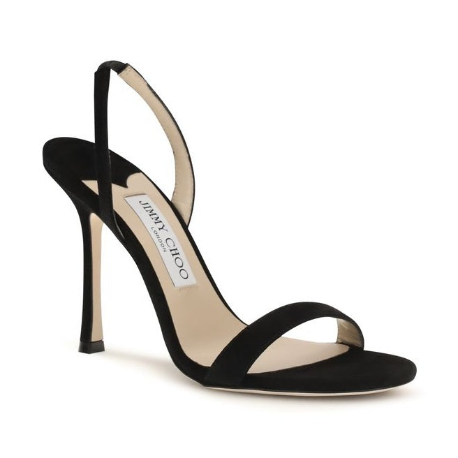 Jimmy Choo Black Calf Leather Bos Taurus Stiletto Heel Sandals