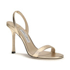 Jimmy Choo Gold Calf Leather Bos Taurus Stiletto Heel Sandals