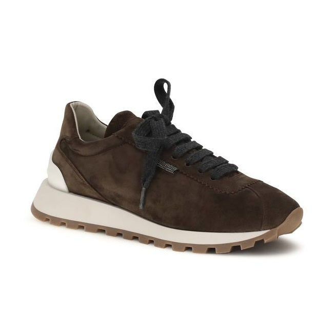 Brunello Cucinelli Brown Calf Leather Bos Taurus Athletic Sneakers