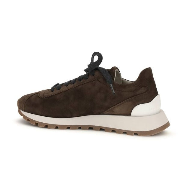 Brunello Cucinelli Brown Calf Leather Bos Taurus Athletic Sneakers