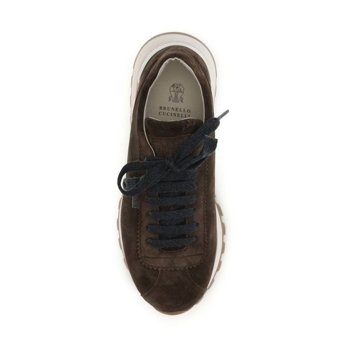 Brunello Cucinelli Brown Calf Leather Bos Taurus Athletic Sneakers