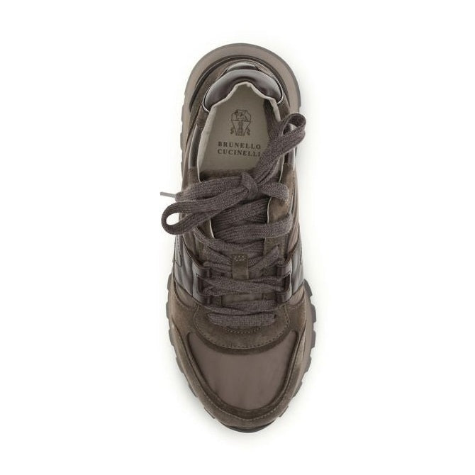 Brunello Cucinelli Brown Calf Leather Bos Taurus Athletic Sneakers