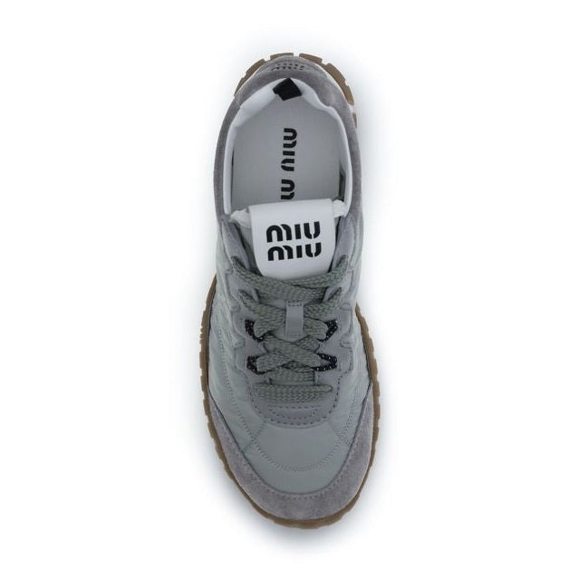 Miu Miu Gray Recycled Polyamide Athletic Sneakers