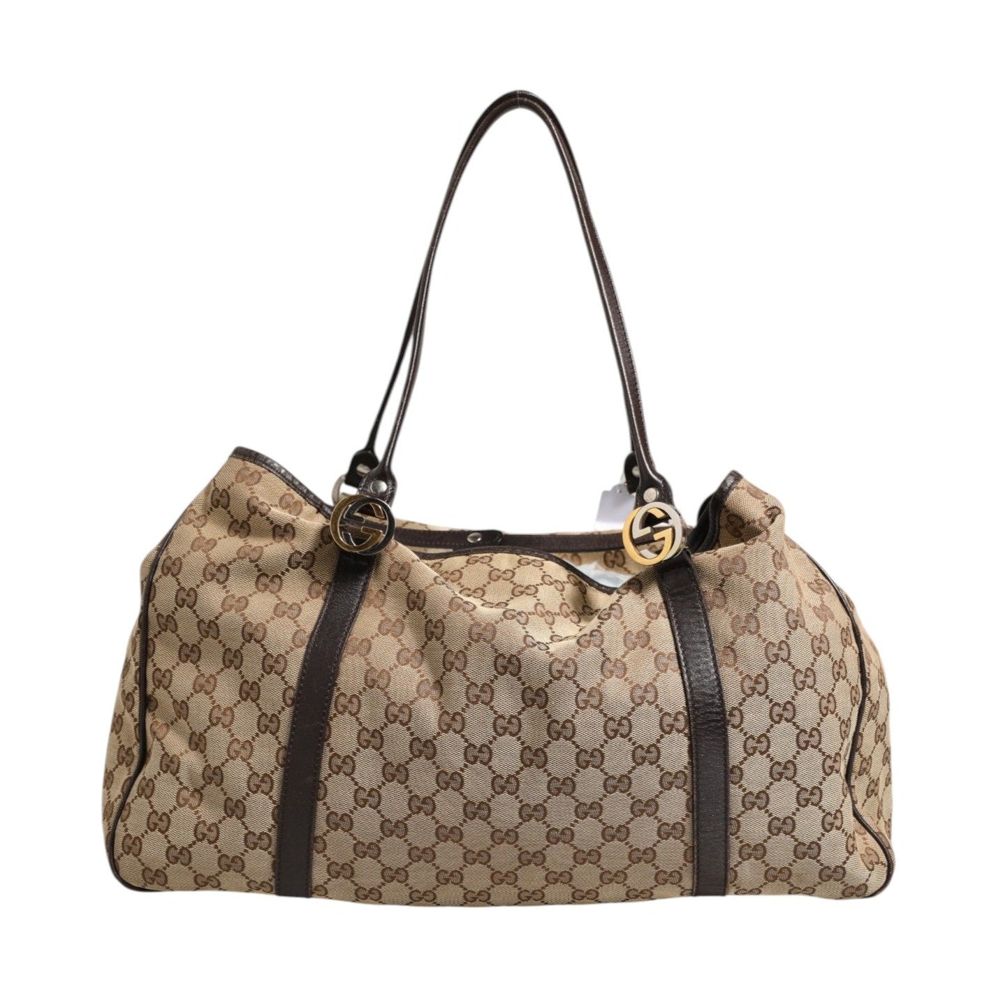 Gucci Beige and Black Canvas Twins Medium Tote Bag