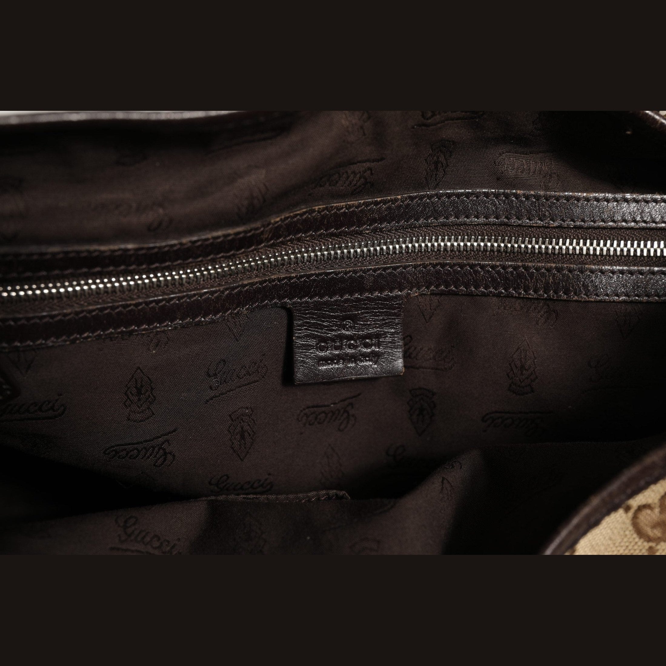 Gucci Beige and Black Canvas Twins Medium Tote Bag