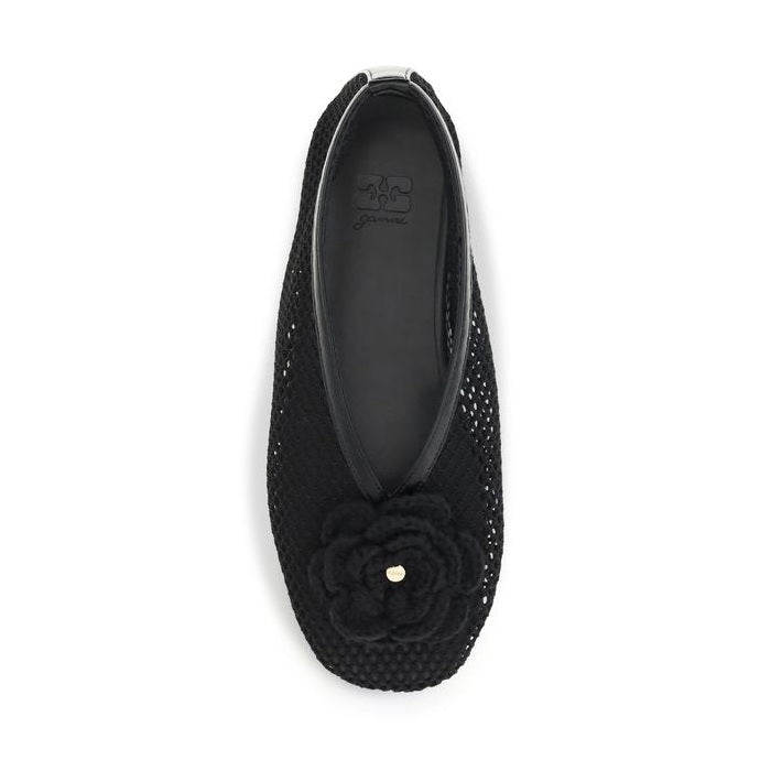 Ganni Black Polyethylene Ballet Flats