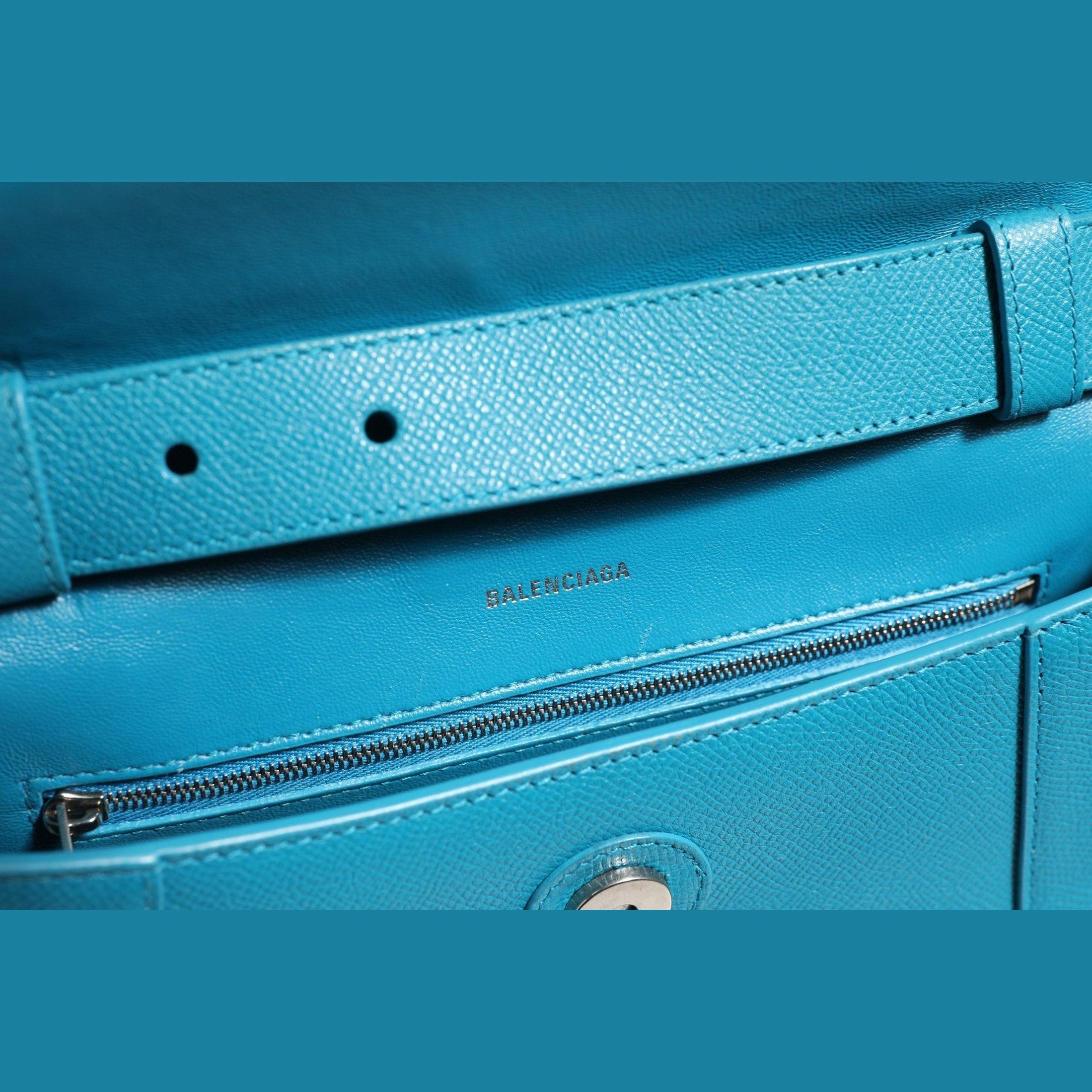 Balenciaga Calfskin S Downtown Blue Shoulder Bag