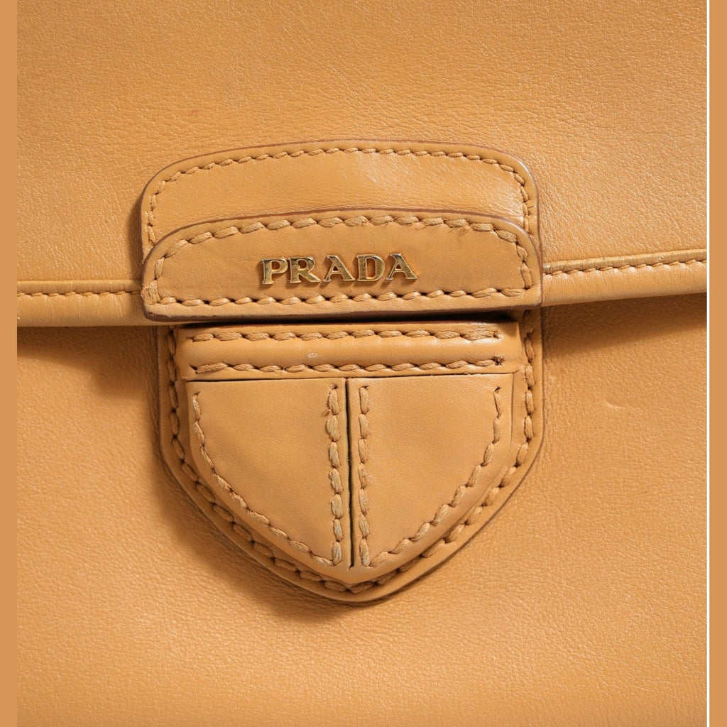 Prada Sidonie Beige Pebble Leather shoulder bag