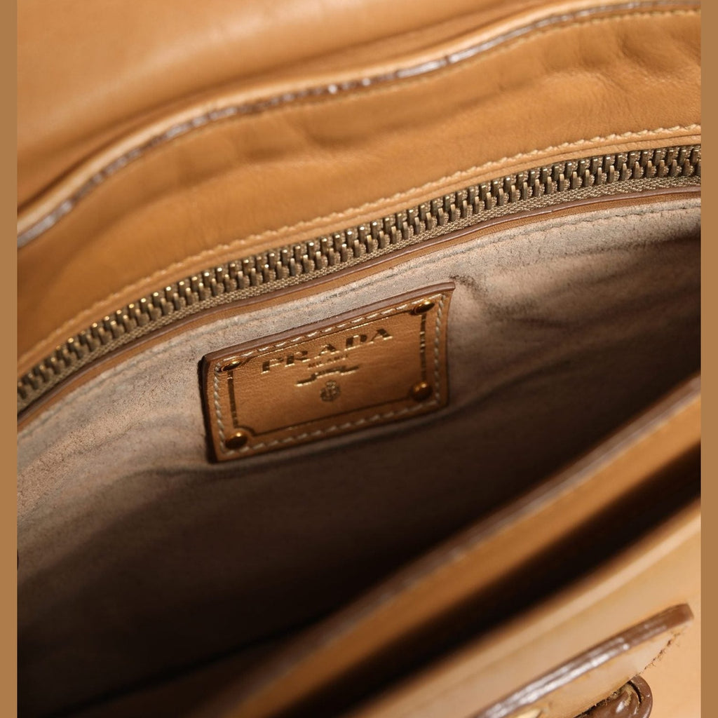 Prada Sidonie Beige Pebble Leather shoulder bag