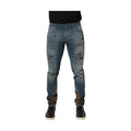 Blue Distressed Mid Waist Skinny Denim Jeans