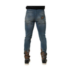 Dolce & Gabbana Blue Distressed Mid Waist Skinny Denim Jeans