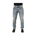 Blue Washed Mid Waist Straight Men Denim Jeans
