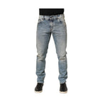 Dolce & Gabbana Blue Washed Mid Waist Straight Men Denim Jeans