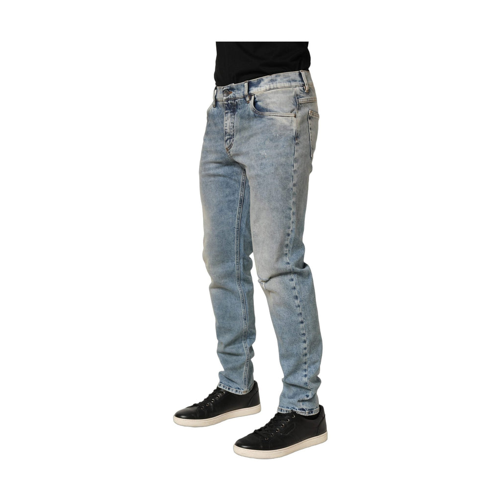 Dolce & Gabbana Blue Washed Mid Waist Straight Men Denim Jeans