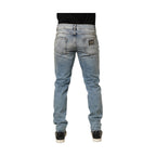 Dolce & Gabbana Blue Washed Mid Waist Straight Men Denim Jeans