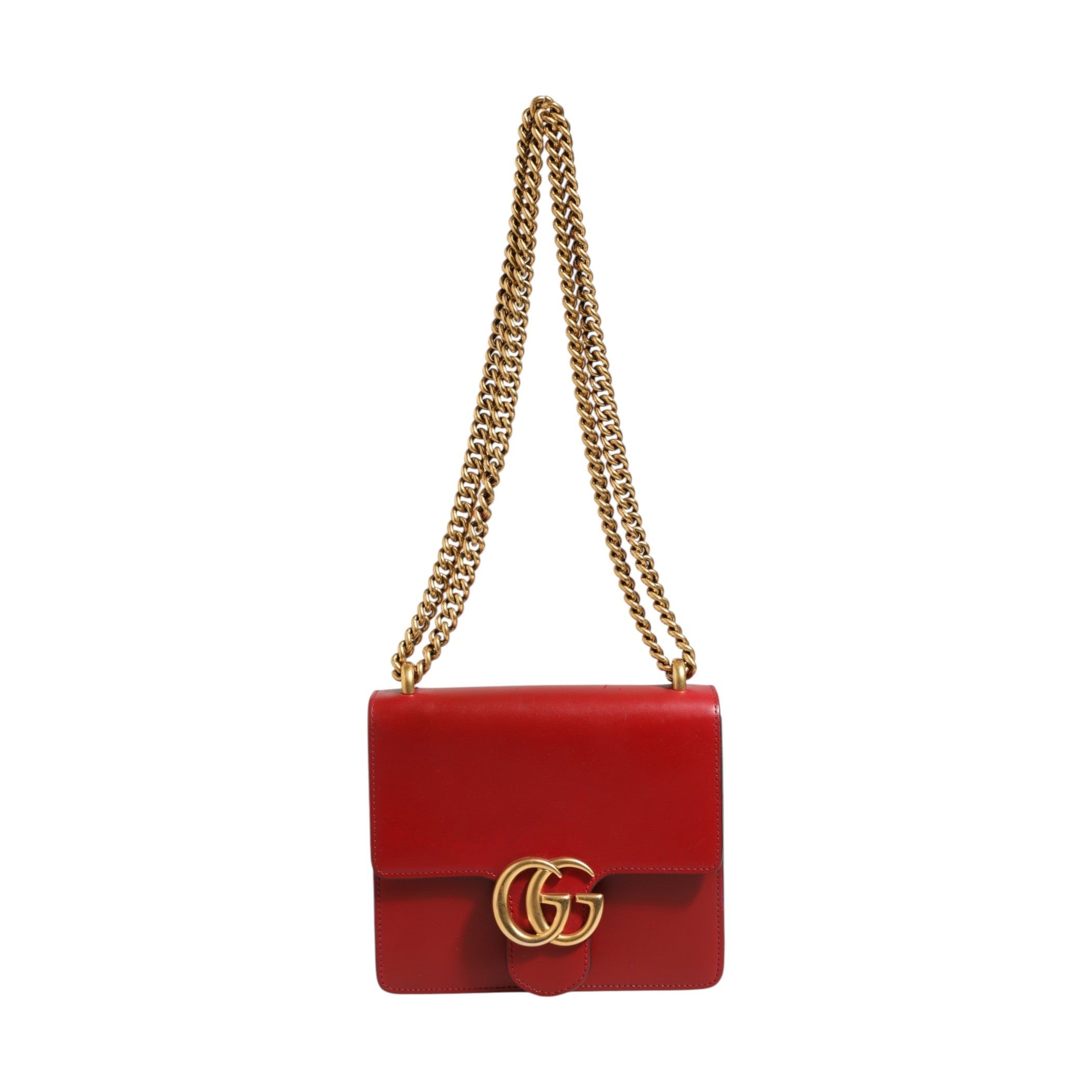 Gucci Marmont small shoulder bag in Rosso Ancora red leather