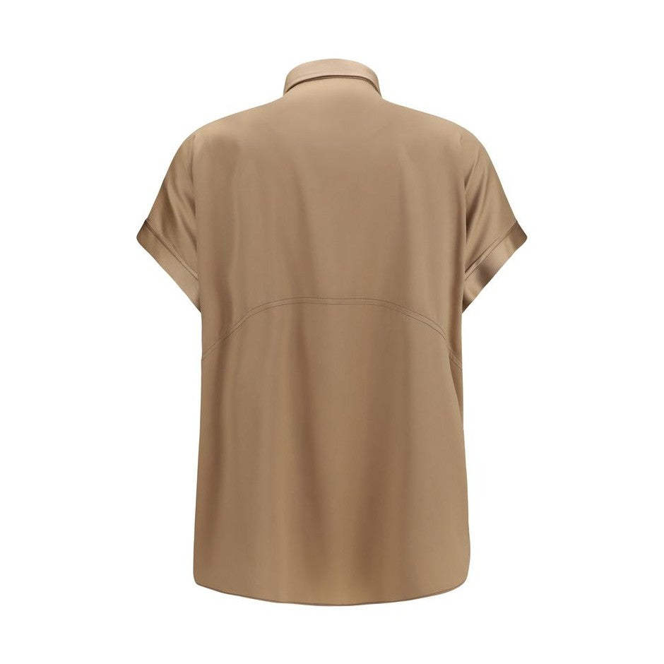 Brunello Cucinelli Beige Silk Shortsleeve Shirt
