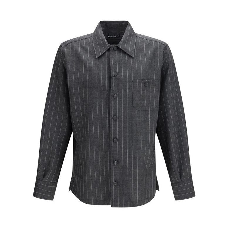 Dolce & Gabbana Gray Wool Oves Aries Dress Shirt