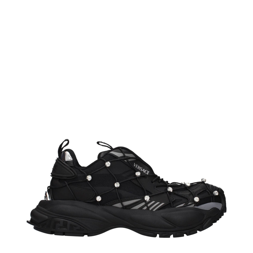 Versace Black Fabric Chunky Sneakers