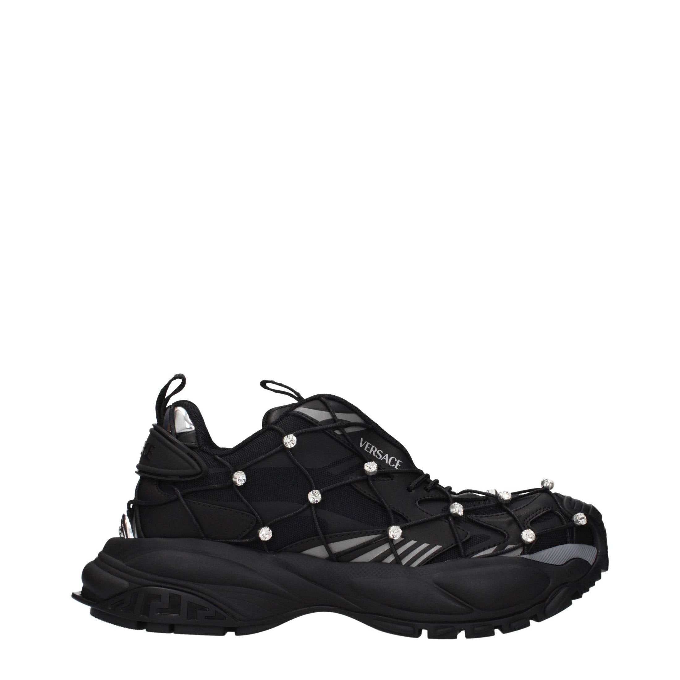 Versace Black Fabric Chunky Sneakers