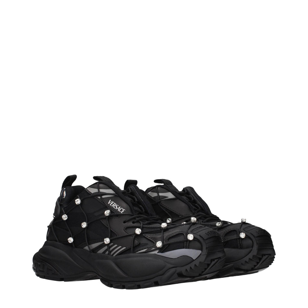 Versace Black Fabric Chunky Sneakers