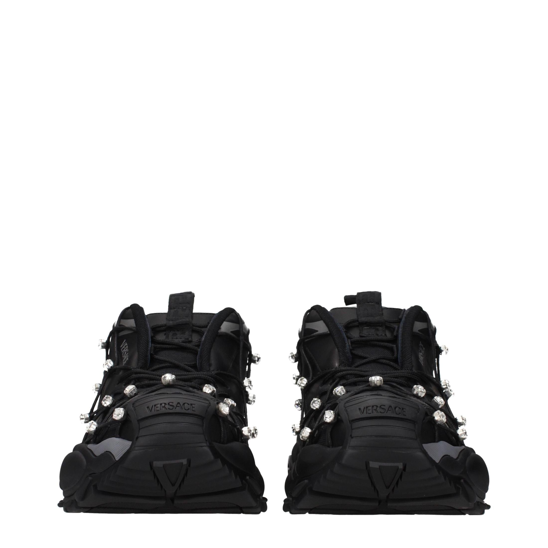 Versace Black Fabric Chunky Sneakers