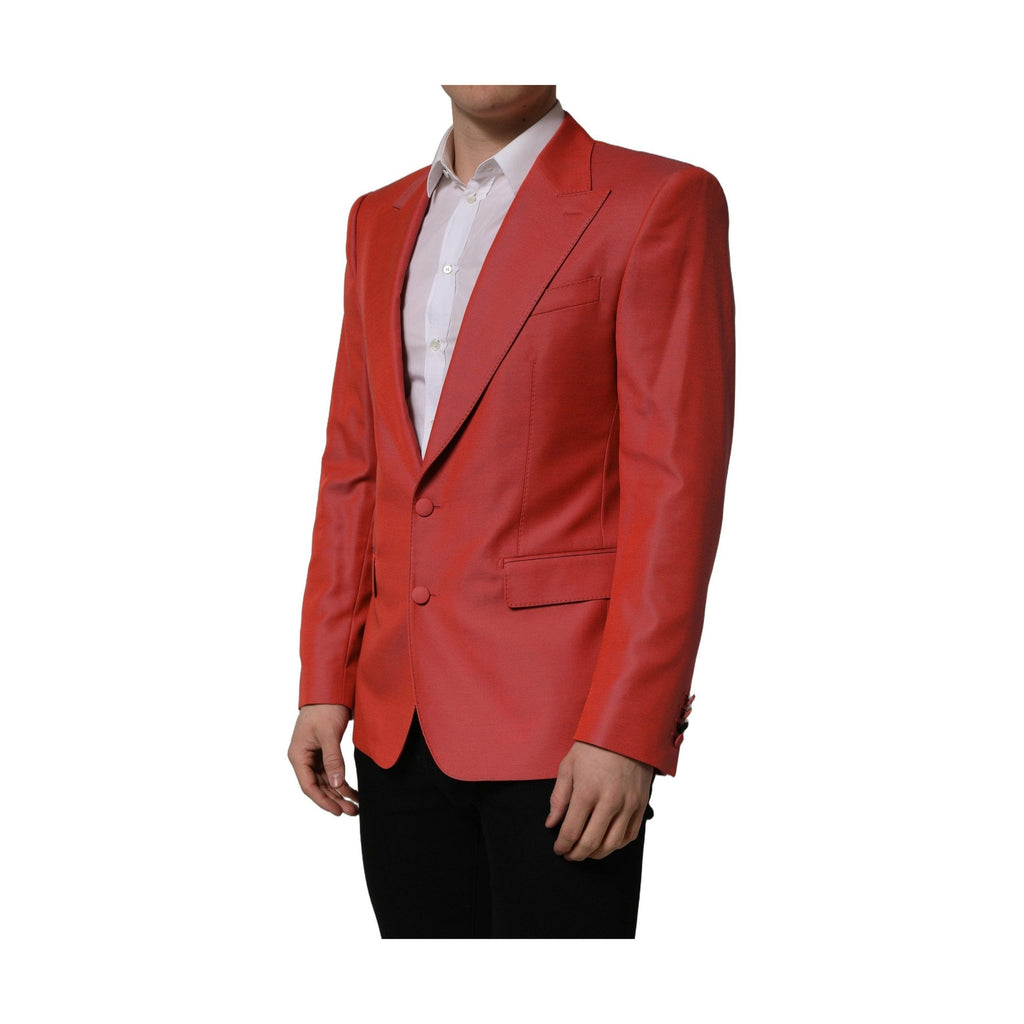 Dolce & Gabbana Red Wool Single Breasted Men Blazer Jacket