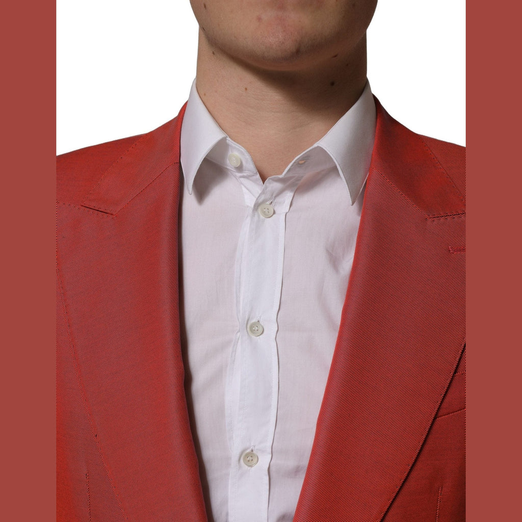 Dolce & Gabbana Red Wool Single Breasted Men Blazer Jacket