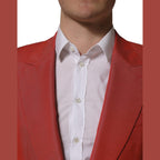 Dolce & Gabbana Red Wool Single Breasted Men Blazer Jacket