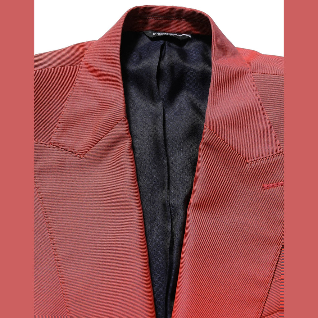 Dolce & Gabbana Red Wool Single Breasted Men Blazer Jacket
