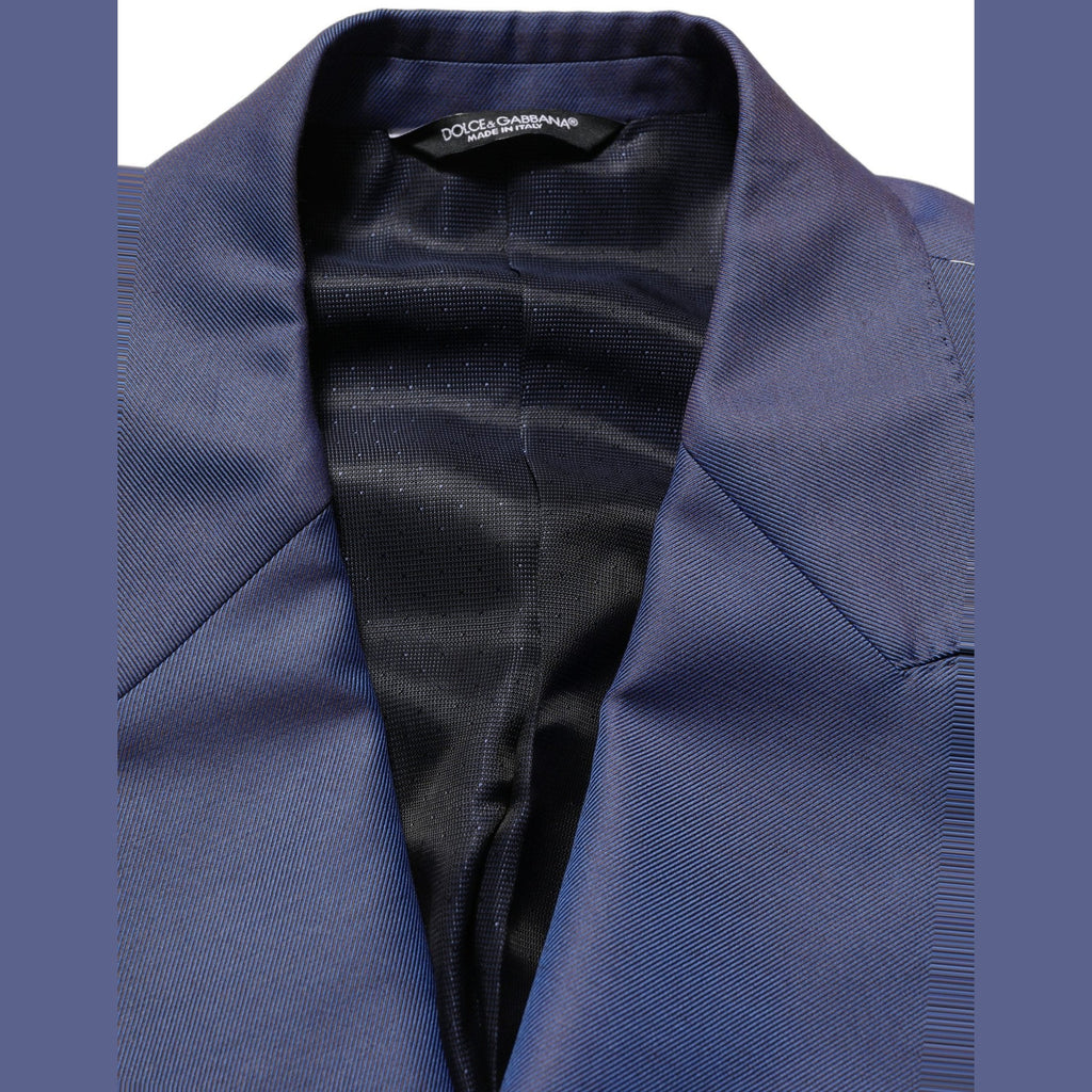 Dolce & Gabbana Blue Wool Double Breasted Men Blazer Jacket