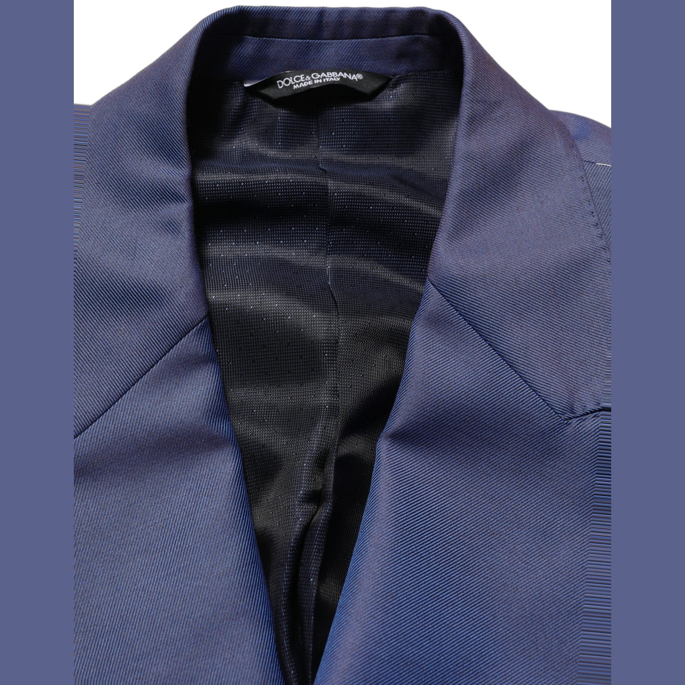 Dolce & Gabbana Blue Wool Double Breasted Men Blazer Jacket
