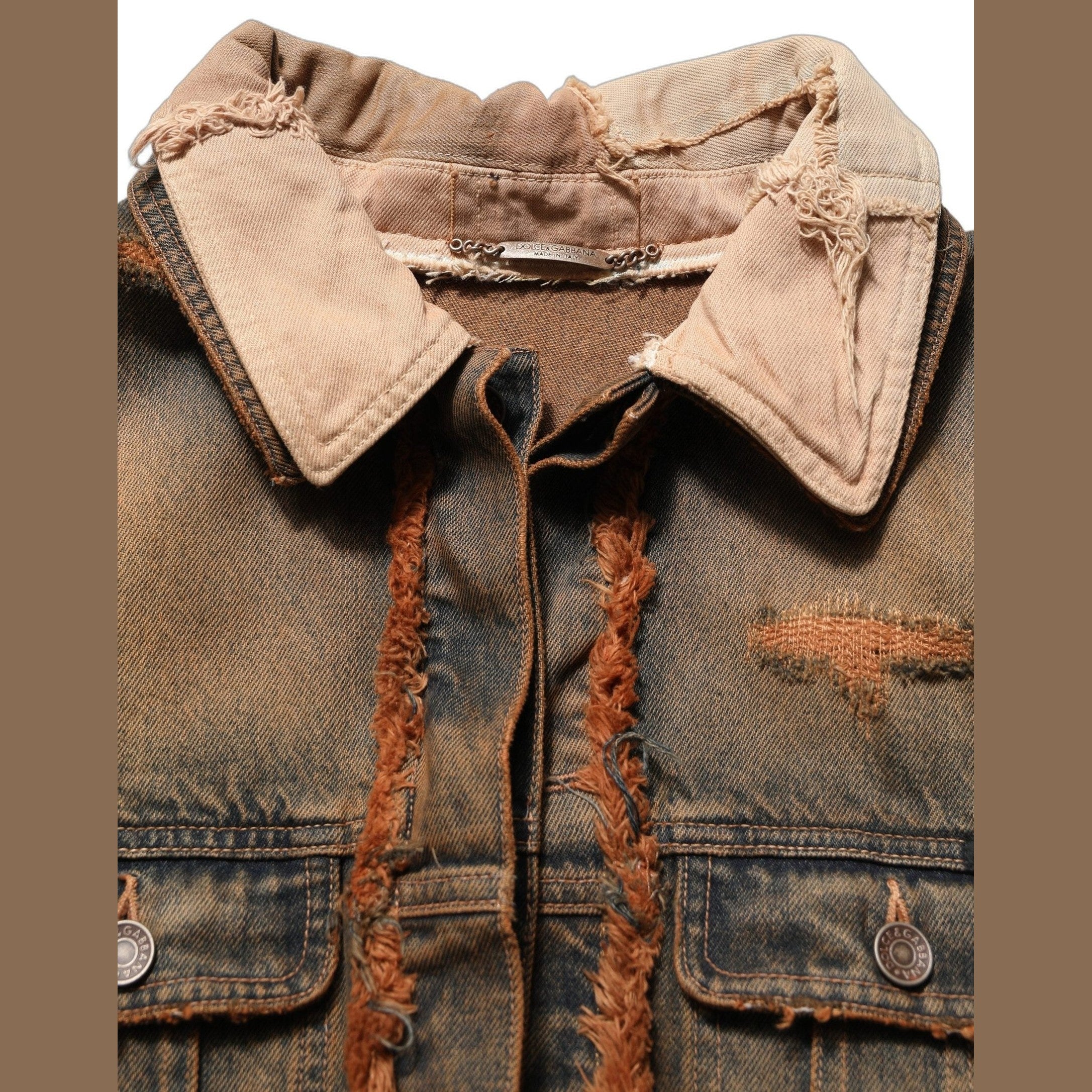 Dolce & Gabbana Multicolor Raw Cut Panelled Denim Men Jacket
