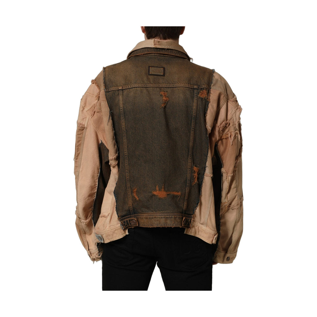 Dolce & Gabbana Multicolor Raw Cut Panelled Denim Men Jacket
