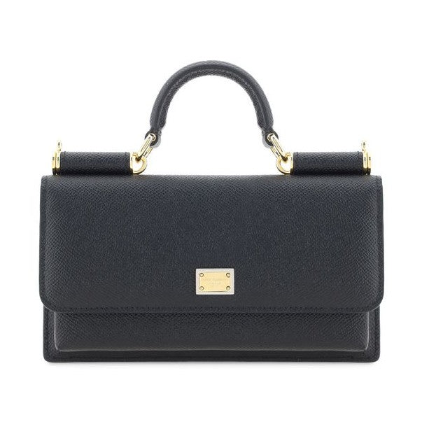 Dolce & Gabbana Black Calf Leather Bos Taurus Shoulder Bag