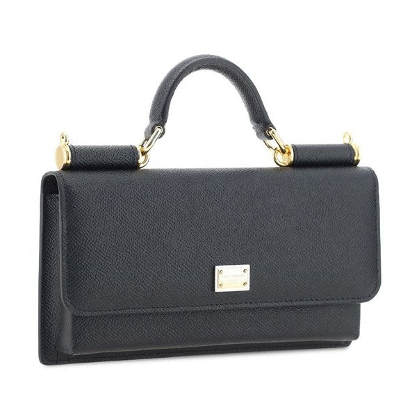 Dolce & Gabbana Black Calf Leather Bos Taurus Shoulder Bag