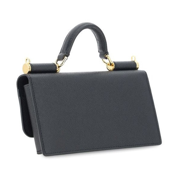 Dolce & Gabbana Black Calf Leather Bos Taurus Shoulder Bag