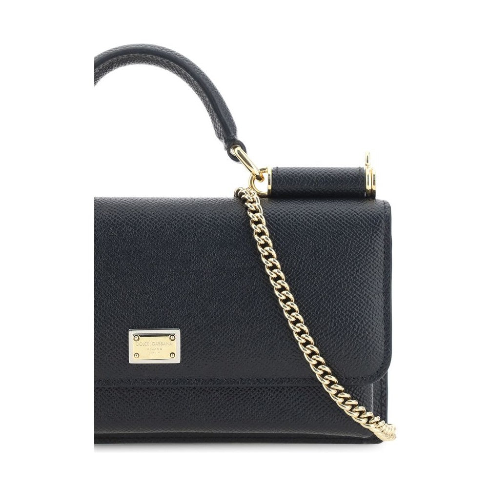 Dolce & Gabbana Black Calf Leather Bos Taurus Shoulder Bag