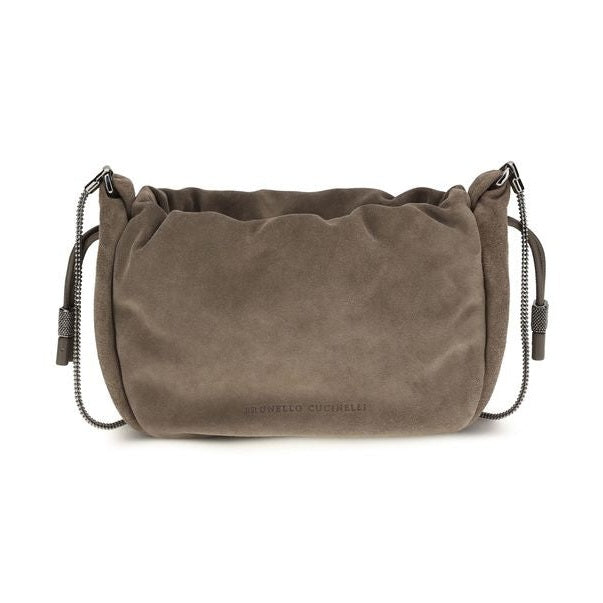 Brunello Cucinelli Brown Calf Leather Bos Taurus Shoulder Bag