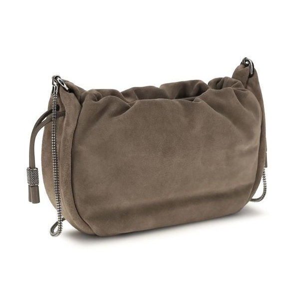 Brunello Cucinelli Brown Calf Leather Bos Taurus Shoulder Bag