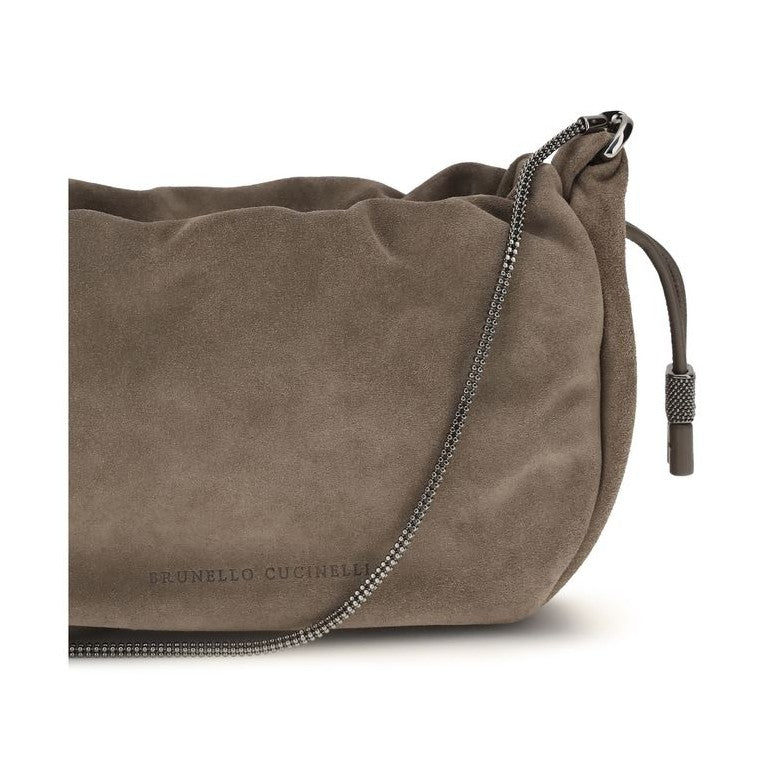 Brunello Cucinelli Brown Calf Leather Bos Taurus Shoulder Bag