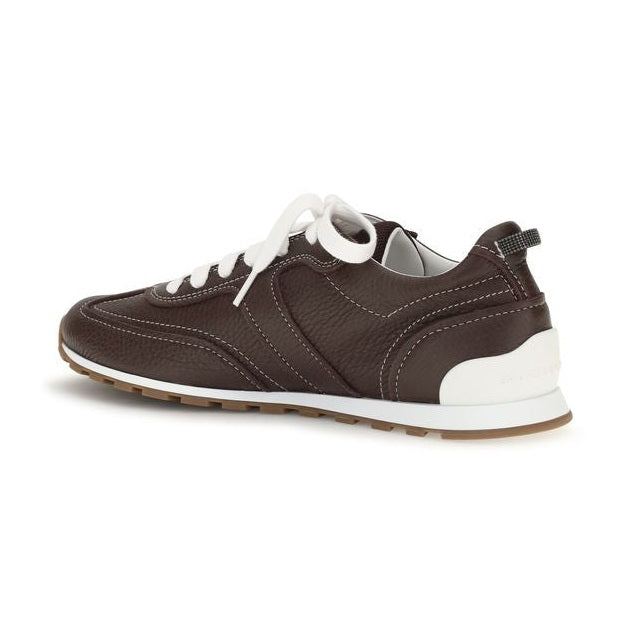 Brunello Cucinelli Brown Calf Leather Bos Taurus Athletic Sneakers