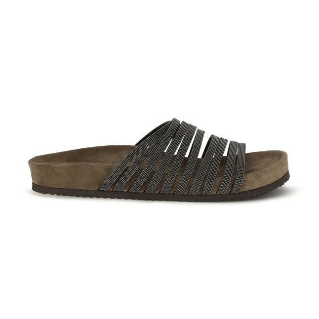 Brunello Cucinelli Black Calf Leather Bos Taurus Flat Sandals