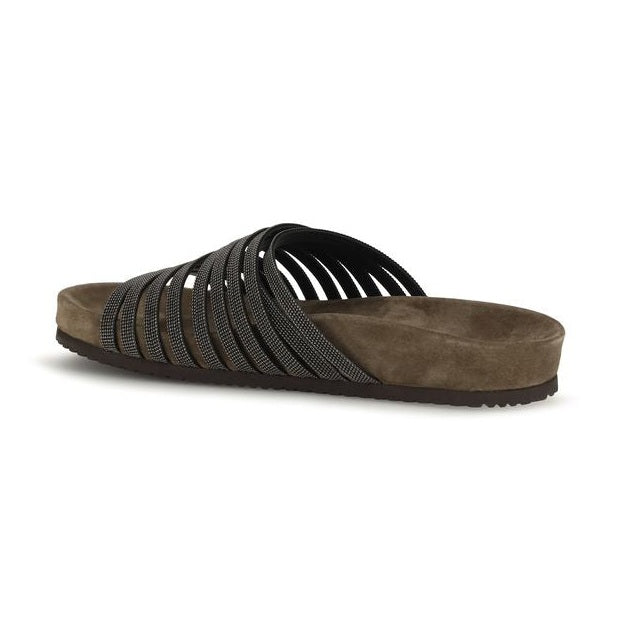 Brunello Cucinelli Black Calf Leather Bos Taurus Flat Sandals