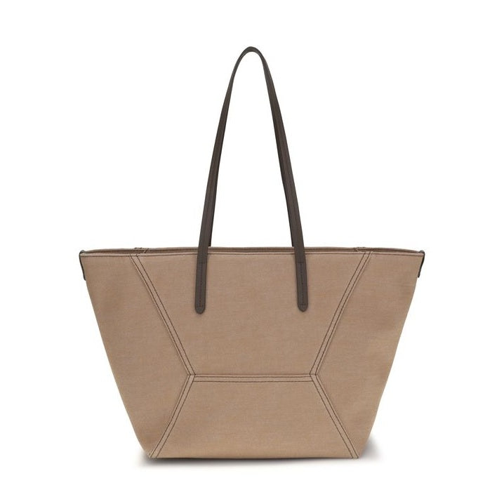 Brunello Cucinelli Beige Cotton Shoulder Bag